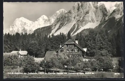 AK Kulm Ramsau am Dachstein, Pension Steiner mit Dachsteingruppe