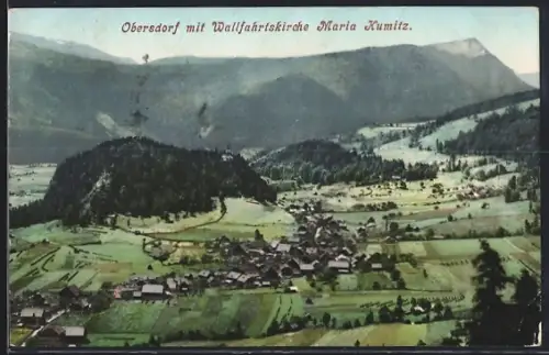 AK Obersdorf, Teilansicht mit Wallfahrtskirche Maria Kumitz