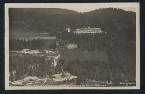 AK Stolzalpe bei Murau, Steiermärkische Landes-Sonnenheilstätten, Fliegeraufnahme