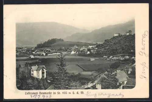 AK Neumarkt / Stmk., Ortspartie aus der Vogelschau