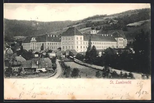 AK St. Lambrecht, Blick zum Kloster
