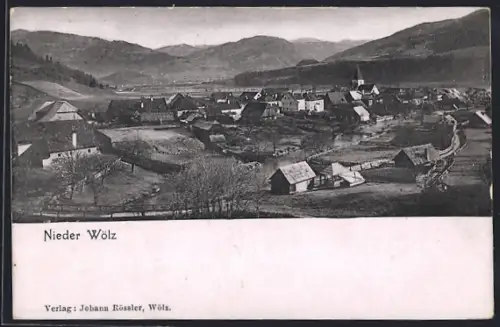 AK Nieder Wölz, Teilansicht mit Kirche