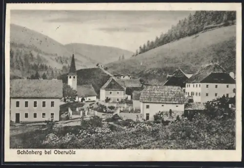 AK Schönberg bei Oberwölz, Teilansicht mit Kirche