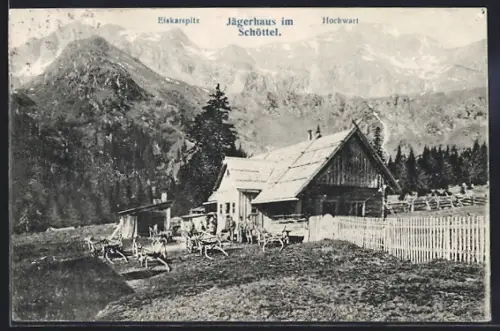 AK Schöttel, Jägerhaus mit Eiskarspitz und Hochwart