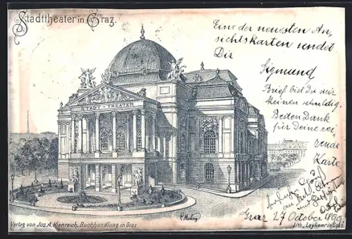 Lithographie Graz, Das Stadttheater