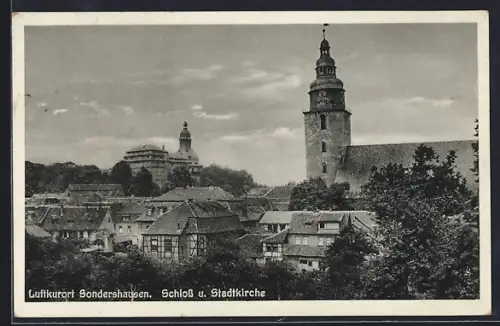 AK Sondershausen / Thüringen, Schloss, Stadtkirche