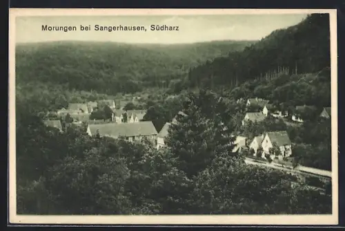 AK Morungen, Südharz, Restaurant z. Morungsburg, Bes. Gottlob Büchner, Ortsansicht