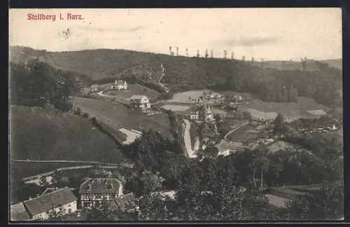 AK Stolberg / Harz, Ortsansicht mit Hügeln und Häusern