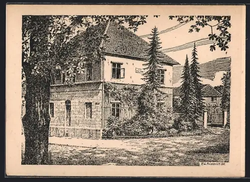 Künstler-AK Weimar / Thüringen, Blick auf das Liszthaus