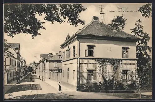 AK Weimar / Thüringen, Liszthaus und Marienstrasse
