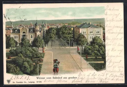 AK Weimar / Thüringen, Ortsansicht vom Bahnhof aus, Hotel Kaiserin Augusta