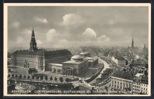 AK København, Christiansborg, Slotskirken og Thorvaldsens Museum