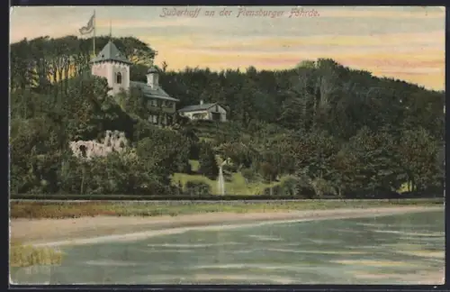 AK Süderhatt, Blick auf ein herrschaftliches Haus an der Flensburger Föhrde