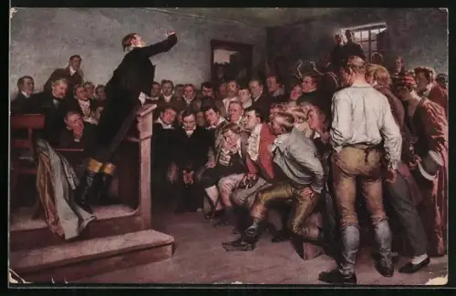 Künstler-AK Arthur Kampf: Breslau, Professor Steffens begeistert 1813 zur Volkserhebung