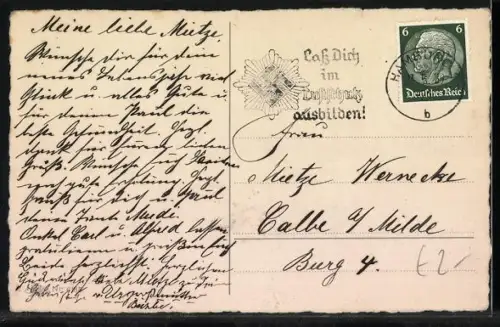 AK Neujahrsgruss, Korb voller Fliegenpilze & Kleeblättern