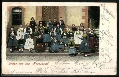 AK Junge Frauen in hessischer Tracht