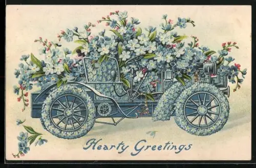 Lithographie Blumenbild: Veilchenauto