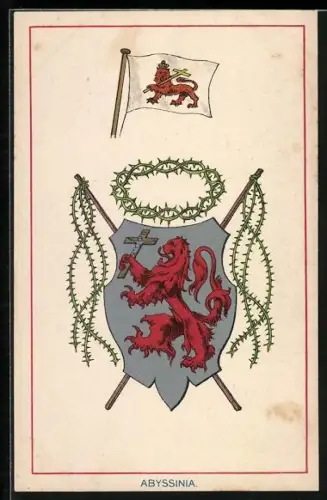 AK Abessinien, Wappen und Fahne des Kaiserreichs
