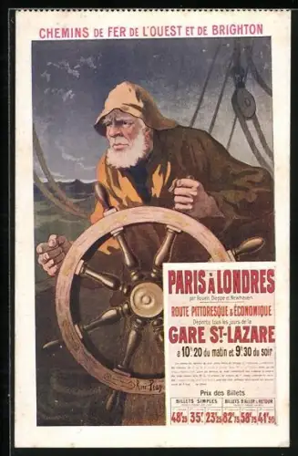 AK Chemins de Fer l`Ouest et de Brighton, Paris á Londres Route Pittoresque & Economique