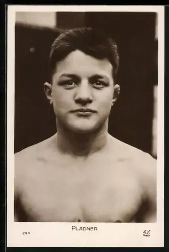 AK Emile Pladner, Brustportrait des französischen Boxers