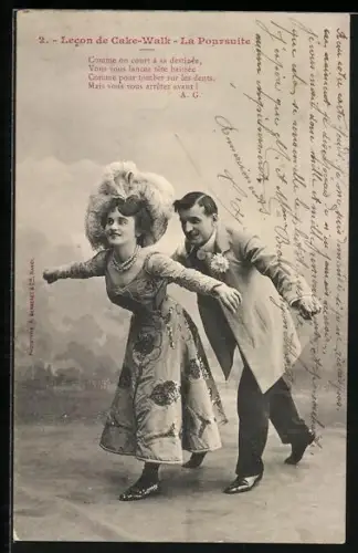AK Lecon de Cake-Walk, La Poursuite, ein Paar beim Tanz