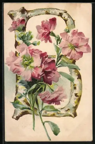 AK Buchstabe B, Birkenholz und Blumen