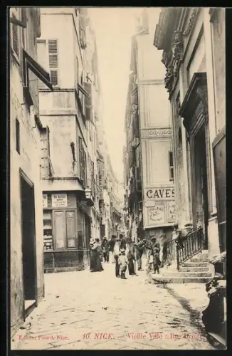 AK Nice, Vieille Ville: Rue Droite animée avec passants et boutiques