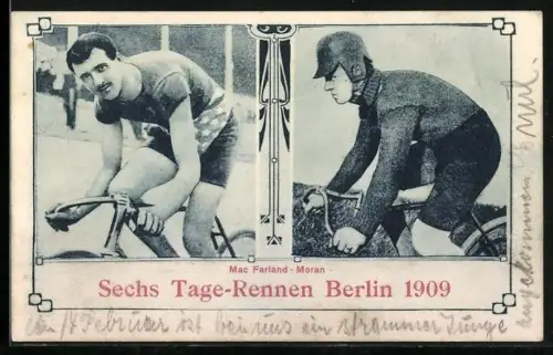 AK Berlin, Sechs Tage-Rennen 1909, Mac Farland - Moran