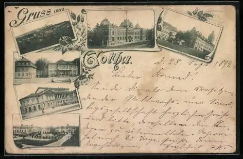 Vorläufer-AK Gotha, 1894, Palais, Theater, Orangerie