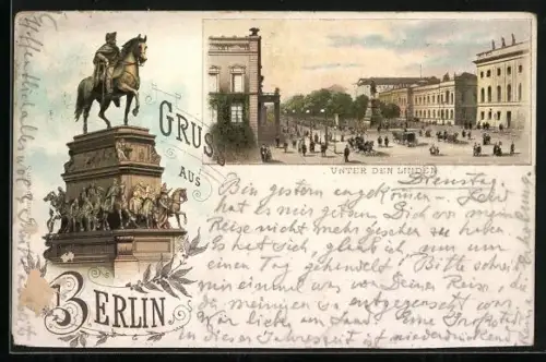Vorläufer-Lithographie Berlin, 1894, Unter den Linden