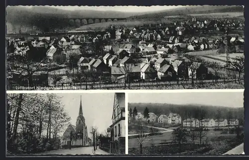 AK Niedernhausen / Taunus, Gesamtansicht, Kirche, Wohnhäuser