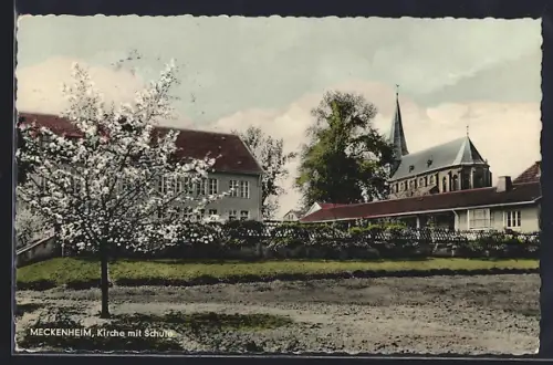 AK Meckenheim / Köln, Kirche mit Schule