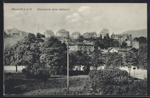 AK Neustadt / Haardt, Villenpartie beim Bahnhof