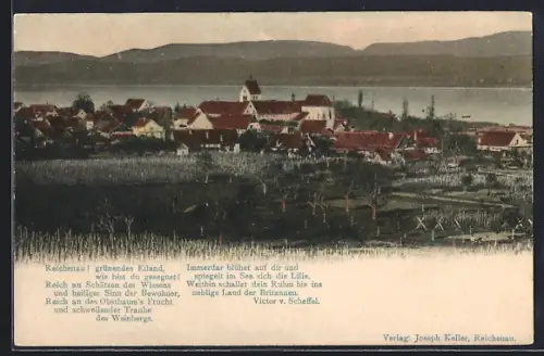 AK Reichenau / Bodensee, Ortsansicht, Kirche, Bodensee
