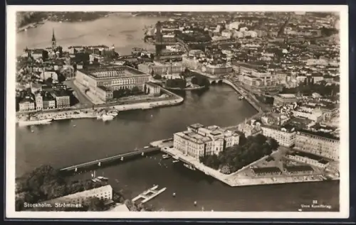 AK Stockholm, Strömen, Fluegeraufnahme der Stadt