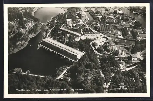 AK Trollhättan, Flygfoto med Kraftstationen i förgrunden