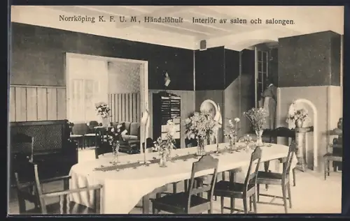 AK Nörrköping, K. F. U. M., Interiör av salen och salongen