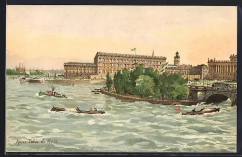 Künstler-AK Stockholm, Slottet och Norrström