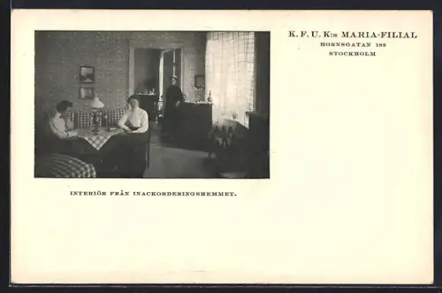 AK Stockholm, K. F. U. K:s Maria-Filial, Interiör dran Inackorderingshemmet