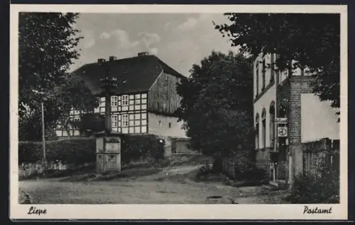 AK Liepe / Finow, Strasse am Postamt