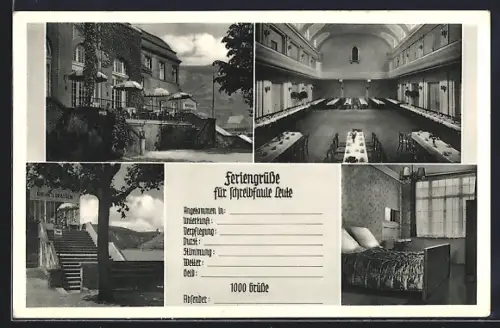 AK Bingen / Rhein, Stadthalle, Hotel Rheinterrassen, Restaurant, Konzertgarten, Zimmer