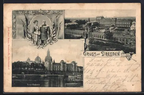 AK Dresden, Zwinger, Kunst-Akademie, Wettiner