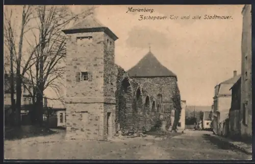 AK Marienberg / Sa., Zschopauer Tor und alte Stadtmauer