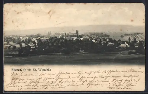 AK Bliesen /Kreis St. Wendel, Teilansicht mit Kirche