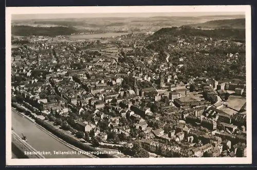 AK Saarbrücken, Teilansicht, Fliegeraufnahme