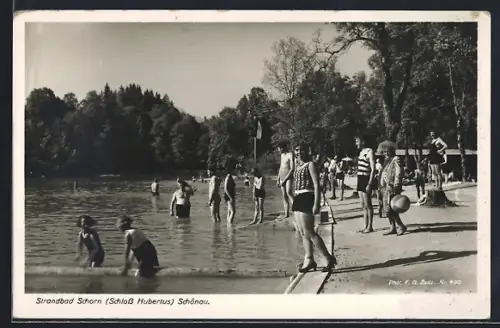 AK Schönau / Berchtesgaden, Strandbad Schorn (Schloss Hubertus)