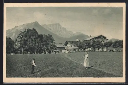 AK Schönau b. Berchtesgaden, Gasthof Kohlhiesl mit Untersberg