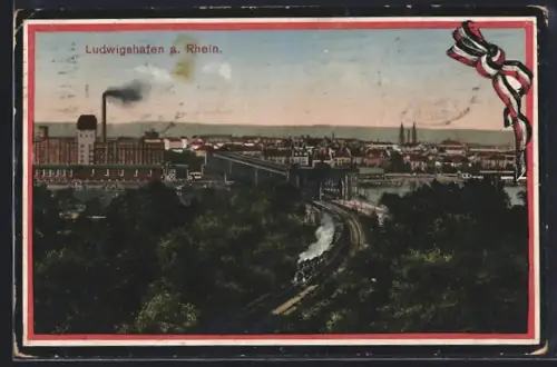 AK Ludwigshafen a. Rhein, Teilansicht mit Eisenbahn