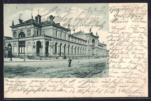 AK Bonn, Bahnhof mit Strassenpartie