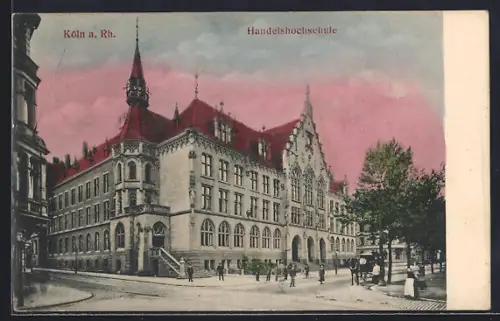 AK Köln-Neustadt, Handelshochschule mit Strassenpartie